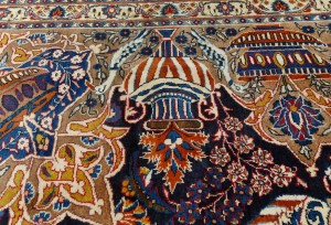 Purple-navy Vintage Pictorial 10X13 Kashmar Persian Oriental Rug