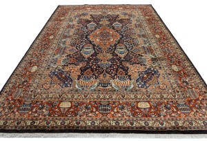 Purple-navy Vintage Pictorial 10X13 Kashmar Persian Oriental Rug
