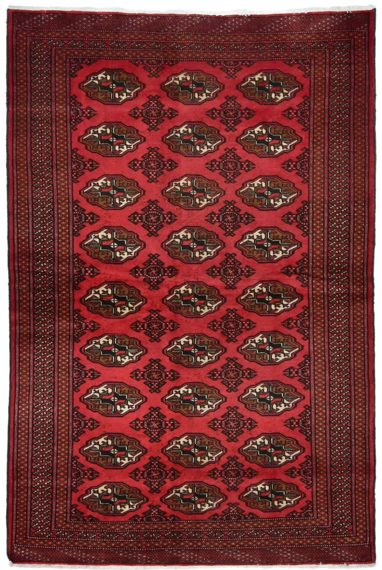 Vintage Tribal Red 4X6 Turkoman Persian Rug