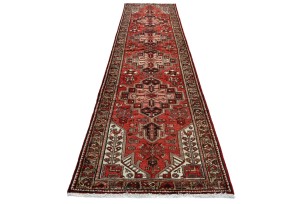 Vintage Red Tribal 3X12 Hamedan Persian Runner Rug