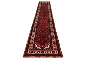 Vintage Red Tribal 3X13'5 Hamedan Persian Runner Rug