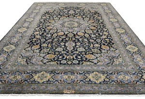 Vintage Purple-navy Traditional 10X13 Kashan Persian Rug