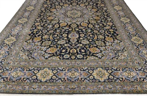 Vintage Purple-navy Traditional 10X13 Kashan Persian Rug