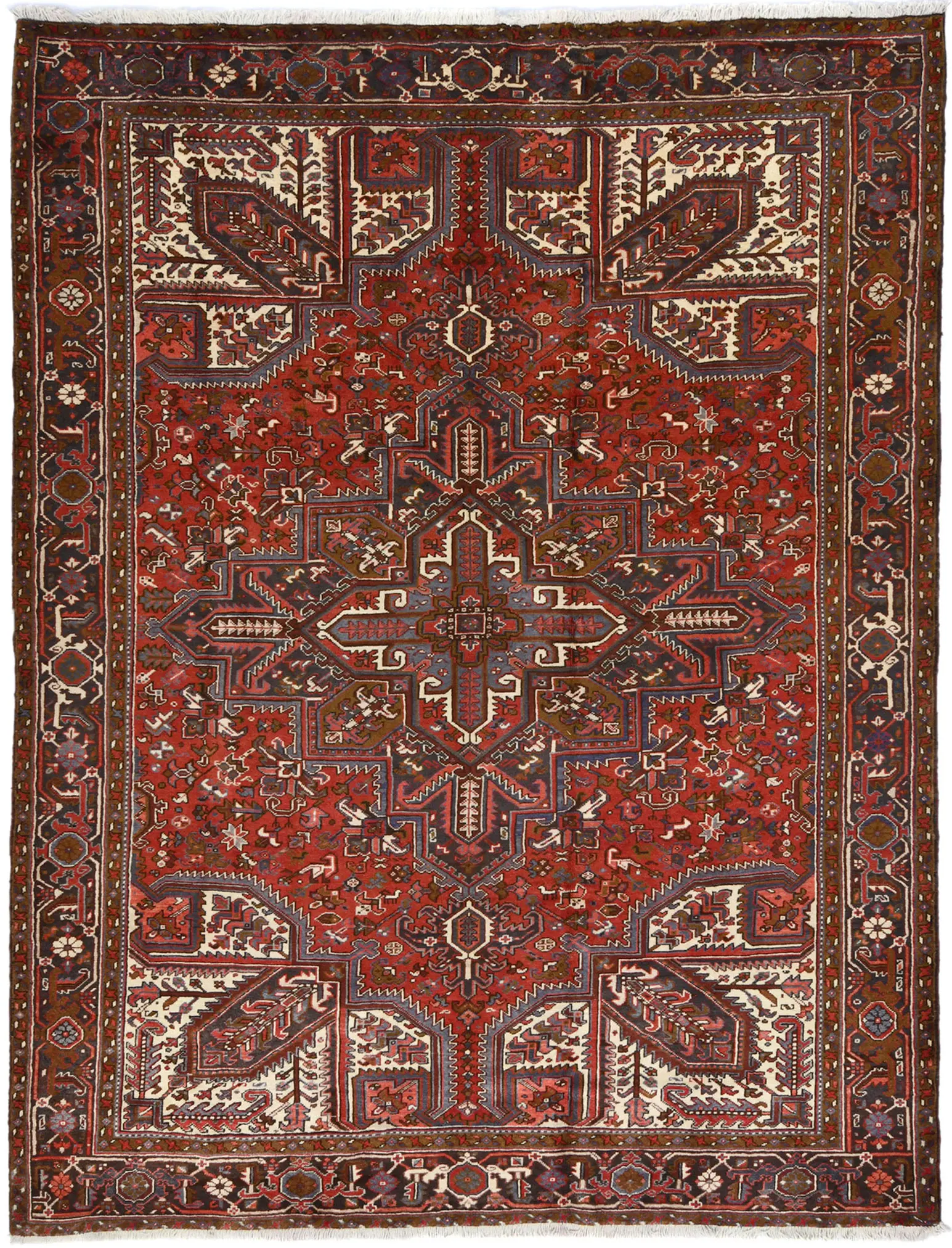 Vintage Red Geometric 8'6X11 Heriz Persian Rug