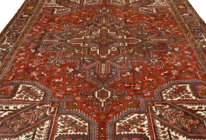 Vintage Red Geometric 8'6X11 Heriz Persian Rug