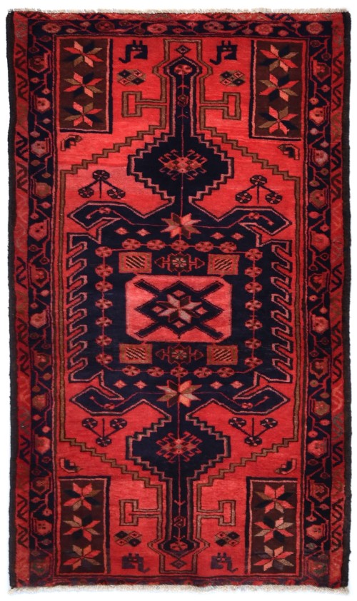 Vintage Red Tribal 4X6 Hamedan Persian Rug