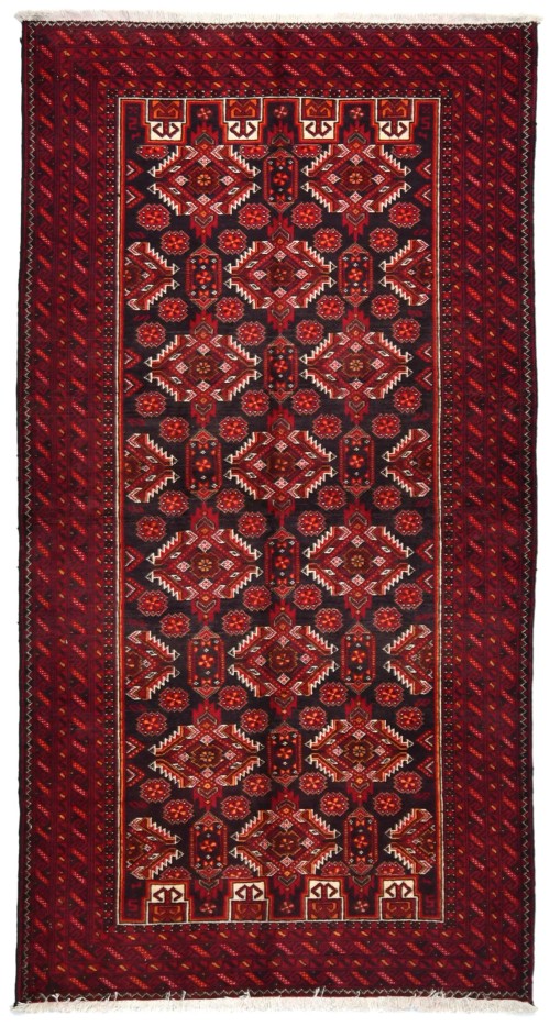 Vintage Red Tribal 3'6X6'7 Balouch Persian Oriental Rug