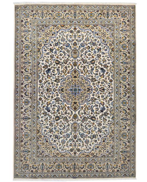 Cream Vintage Traditional 10X14 Kashan Persian Oriental Rug