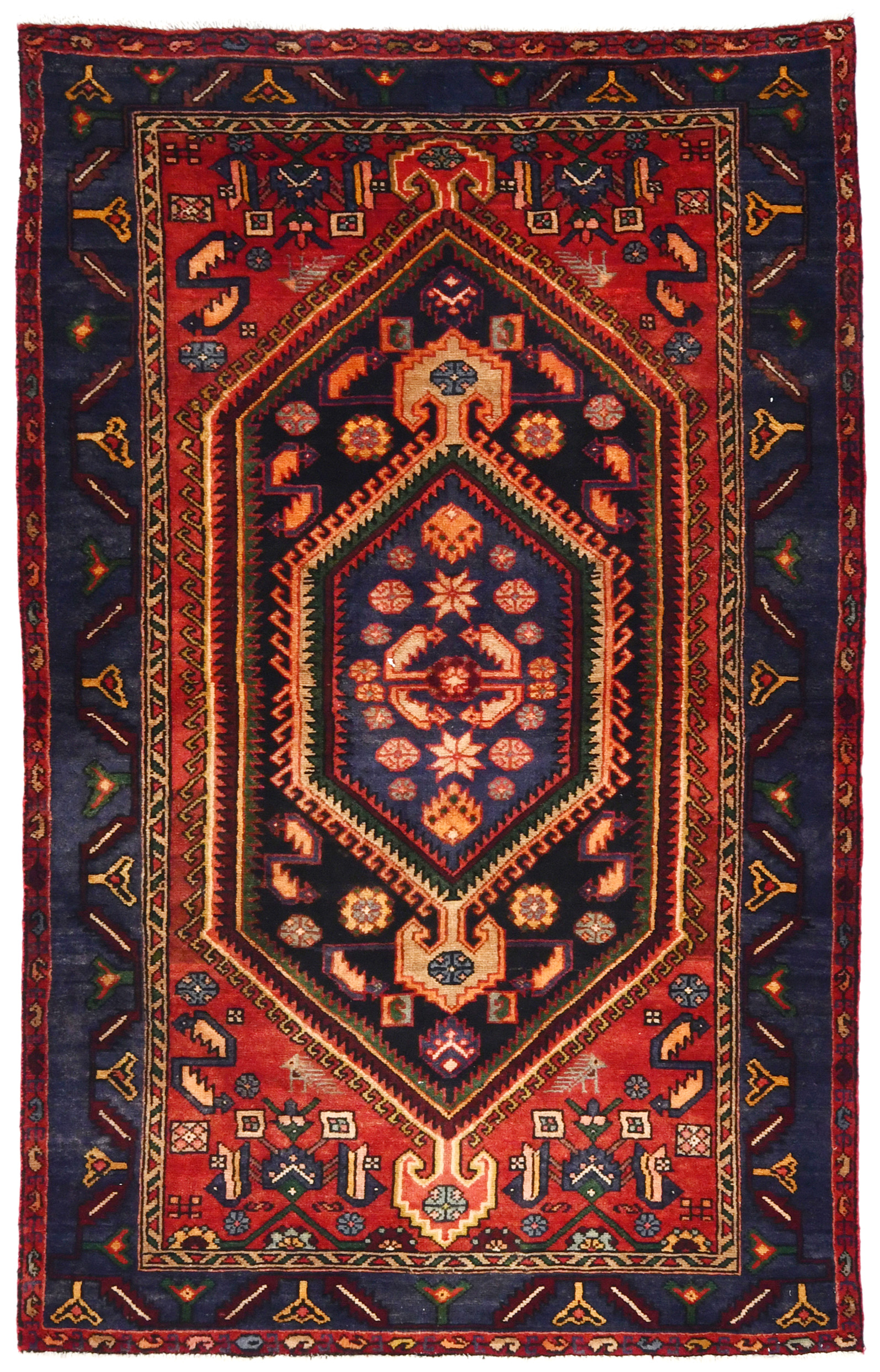 Vintage Tribal 4'6X7'0 Mussel Hamedan Persian Rug