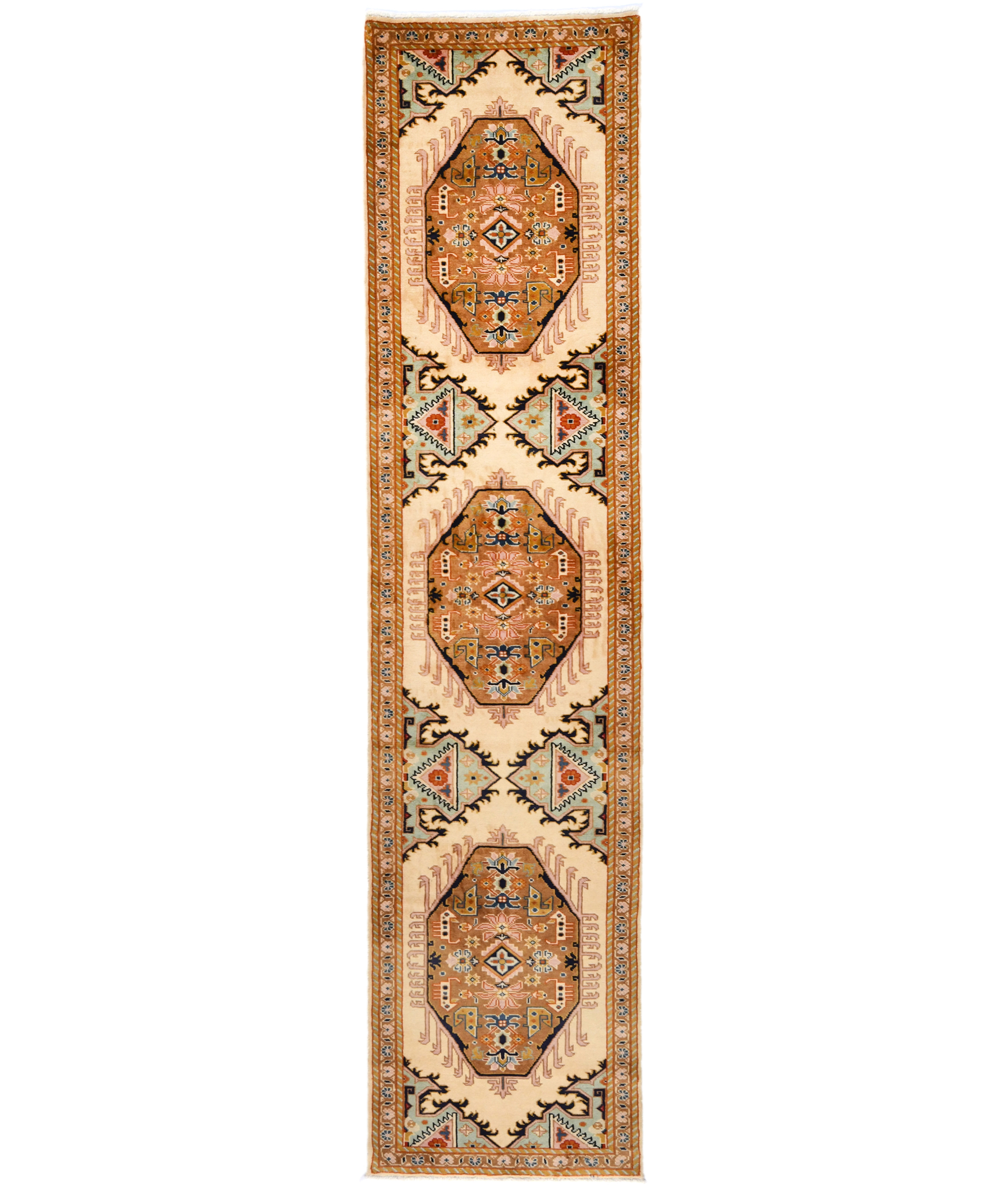 Vintage Geometric Traditional 2'4X11 Tabriz Persian Runner Rug