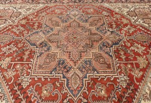 Vintage Rusty Red Geometric 7X9 Heriz Persian Rug