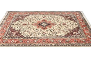 Vintage Cream Traditional 5X7 Tabriz Persian Rug