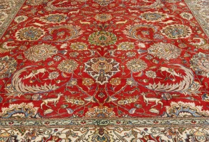 Vintage Red Traditional 10X12'6 Tabriz Persian Rug