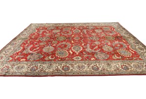 Vintage Red Traditional 10X12'6 Tabriz Persian Rug