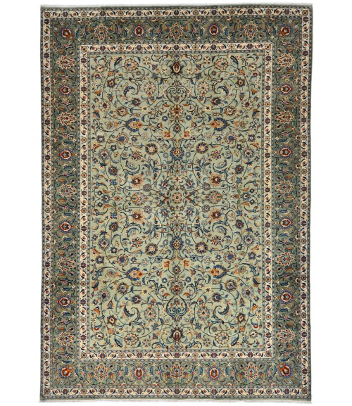 Vintage Sage Green Traditional 8X12 Kashan Persian Rug