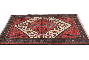 Vintage Tribal Cream 3'4X4'8 Hamedan Persian Rug