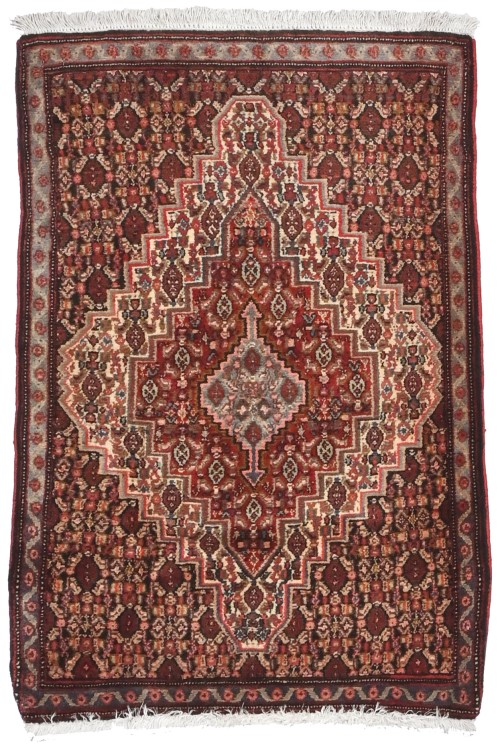Cream Vintage Geometric 2X3 Bidjar Sanneh Persian Rug