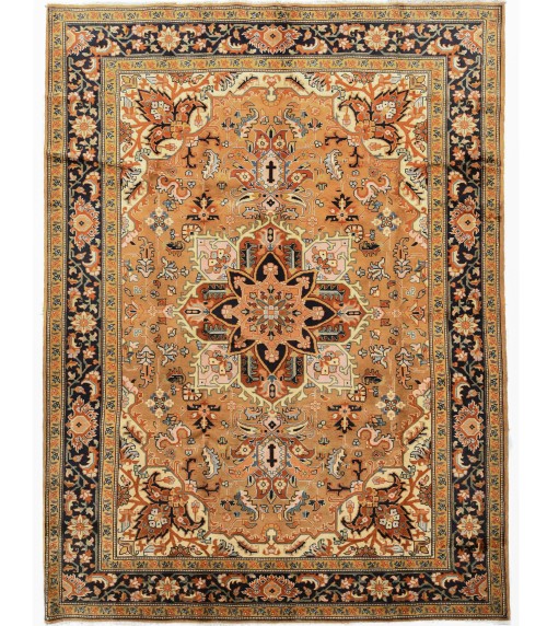 Golden Beige Vintage Floral Traditional 8X11 Heriz Persian Oriental Rug