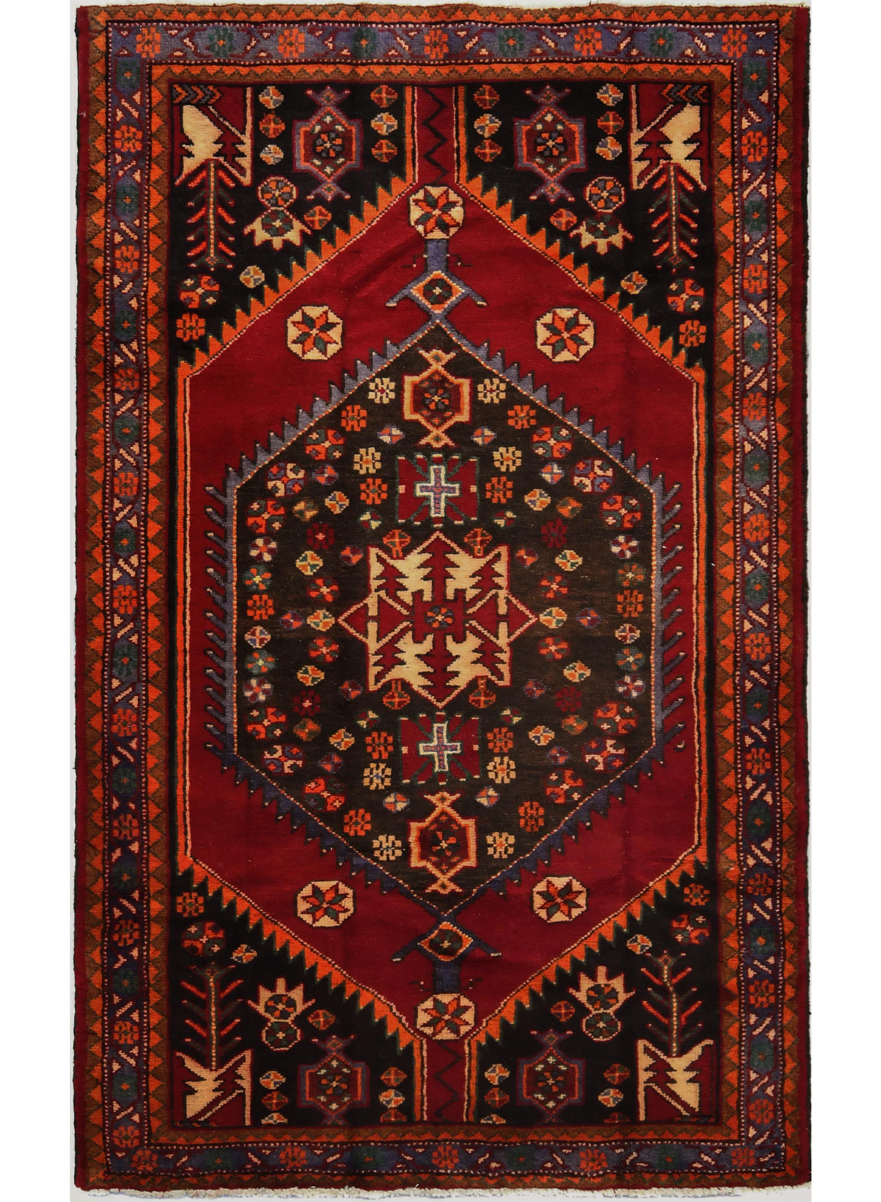 Vintage Tribal Red 4'5X7'3 Hamedan Persian Rug