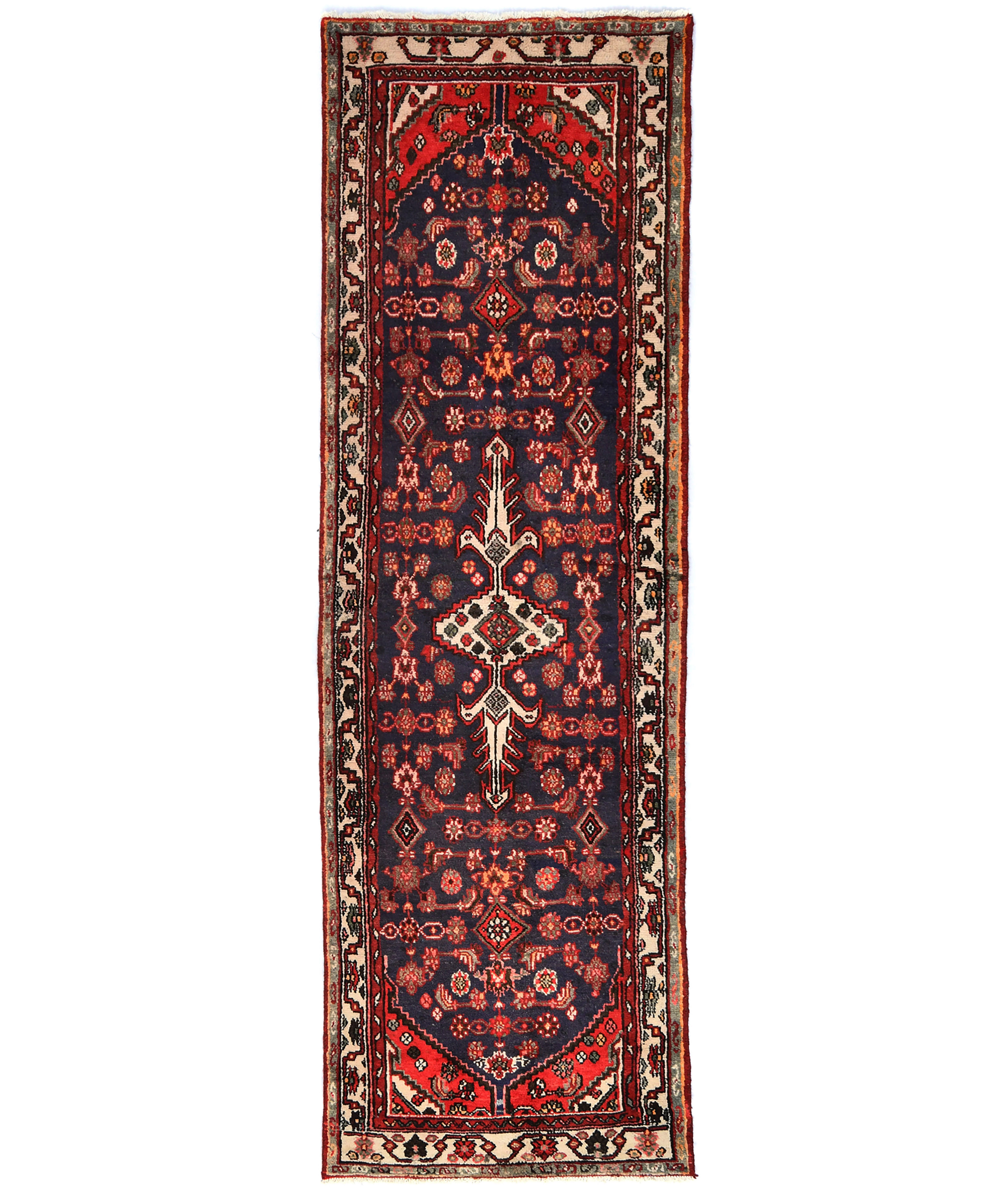 Vintage Tribal Floral 3X10 Hamedan Persian Runnr Rug