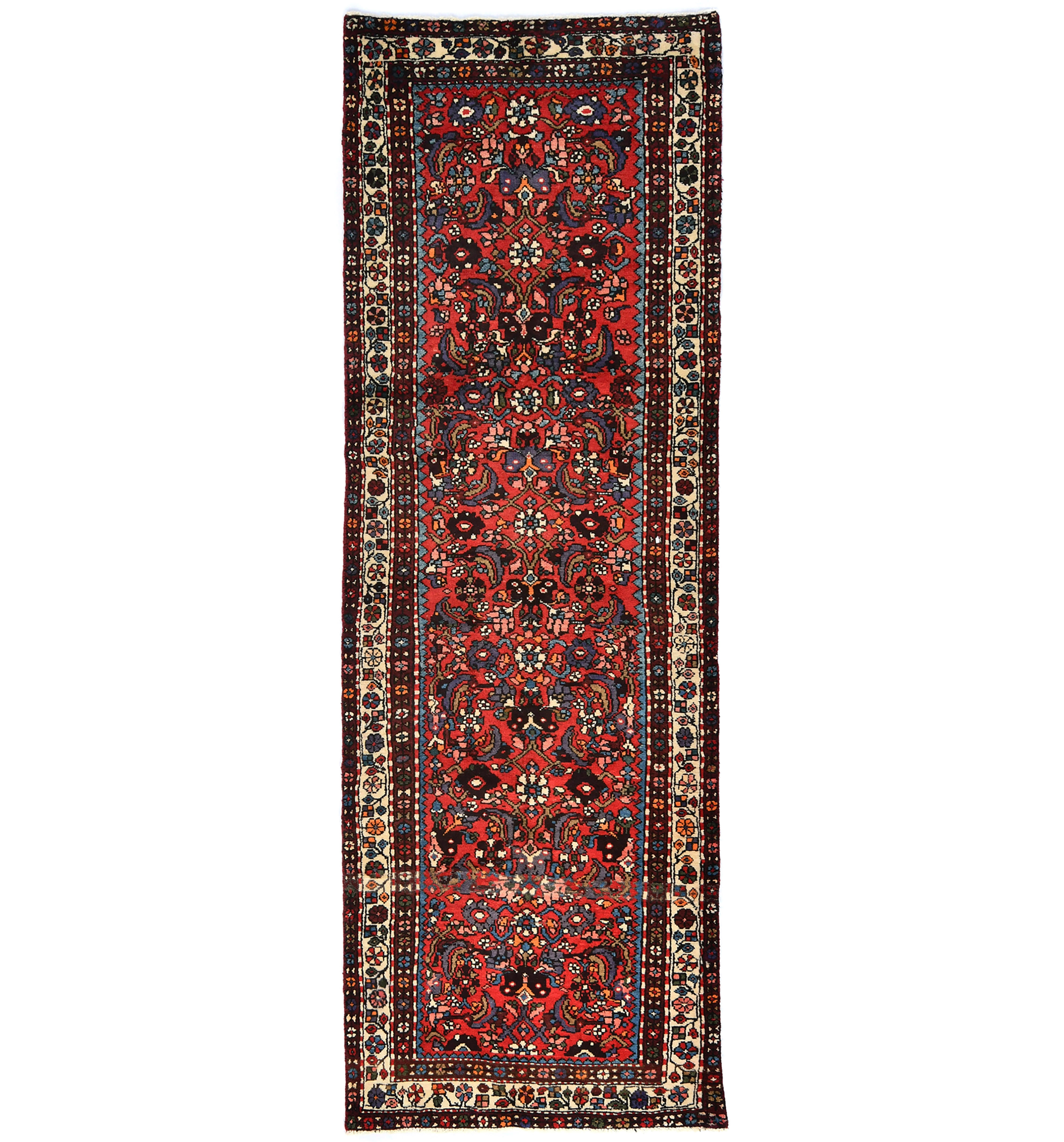 Vintage Tribal Red 3X10 Hamedan Persian Runner Rug