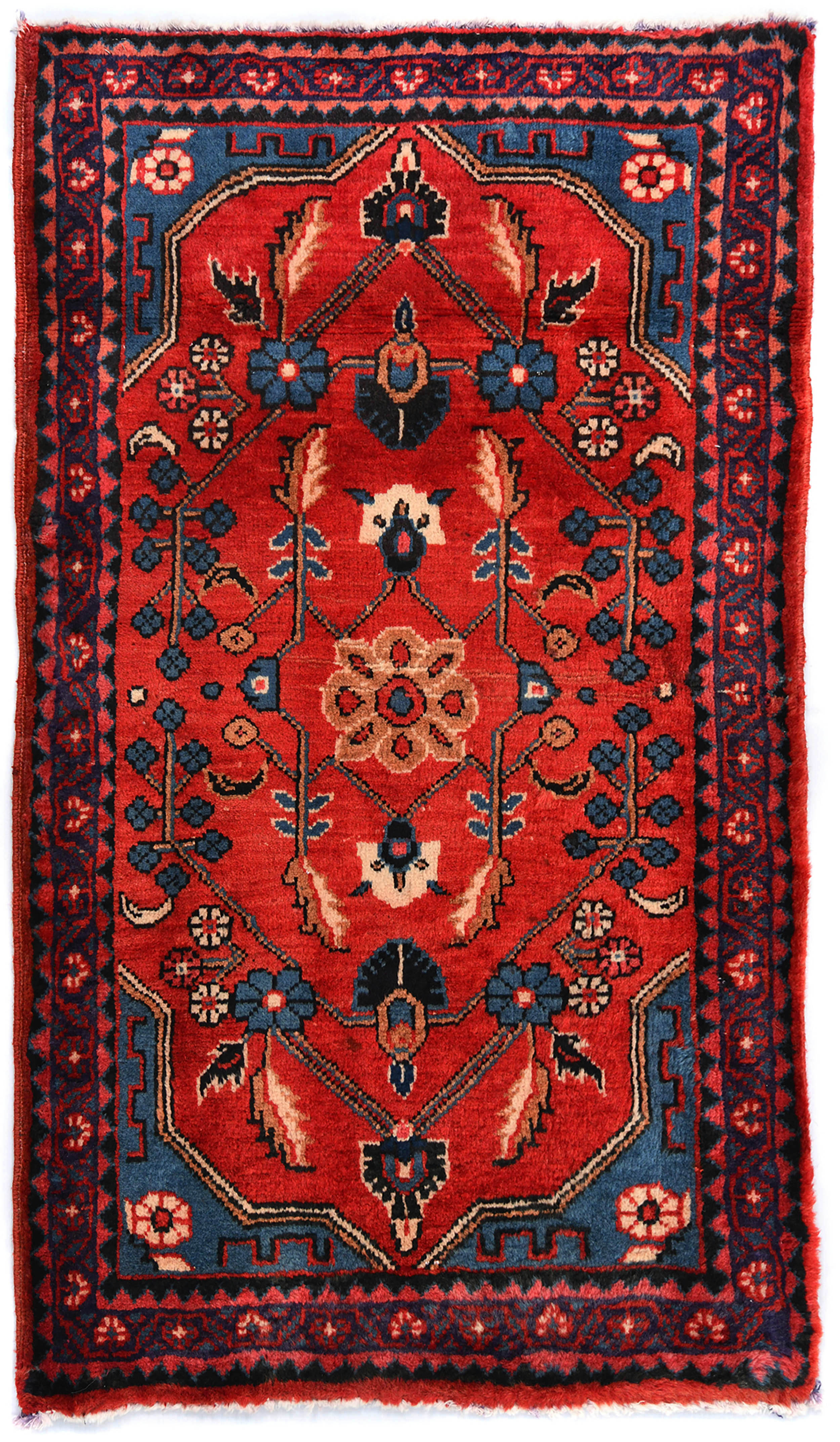 Vintage Red Tribal 2X3 Zanjan Persian Rug