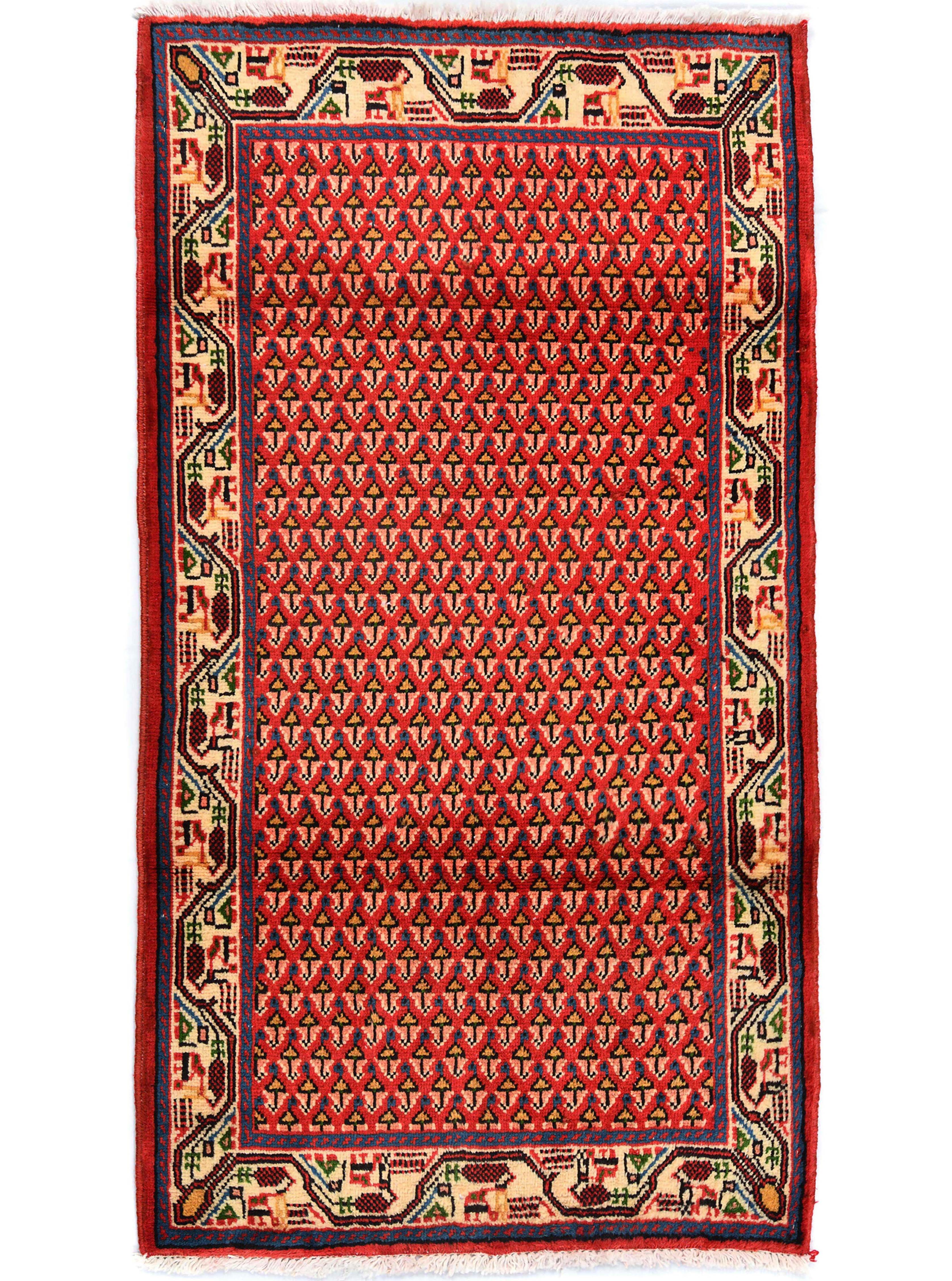 Vintage Red Tribal 2X4 Botemir Persian Rug