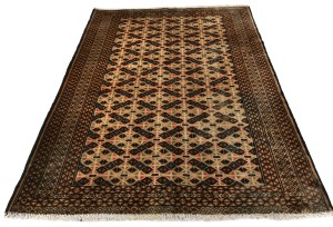 Semi Antique Beige Tribal 3'3X4'6 Turkoman Persian Rug