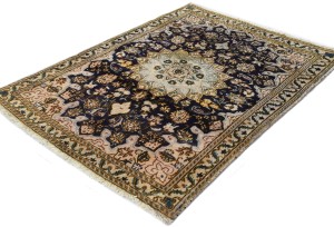 Vintage Dark Purple-navy Floral Classic 3X4 Nain Persian Rug