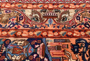 Semi Antique Navy Blue Pictorial 10X13 Kashmar Persian Rug