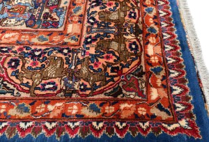 Semi Antique Navy Blue Pictorial 10X13 Kashmar Persian Rug