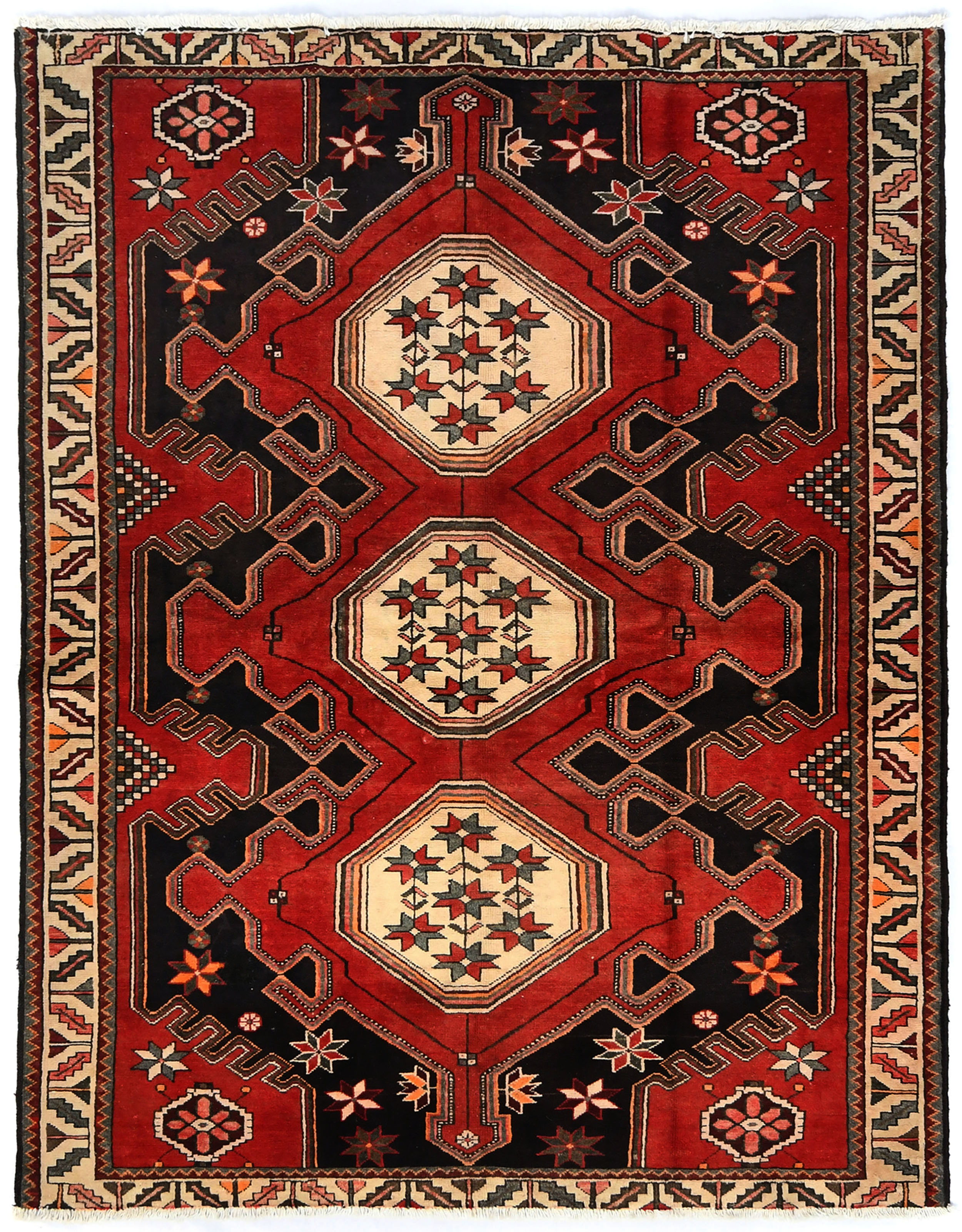 Vintage Tribal Red 5'4X6'9 Mazlagan Persian Rug
