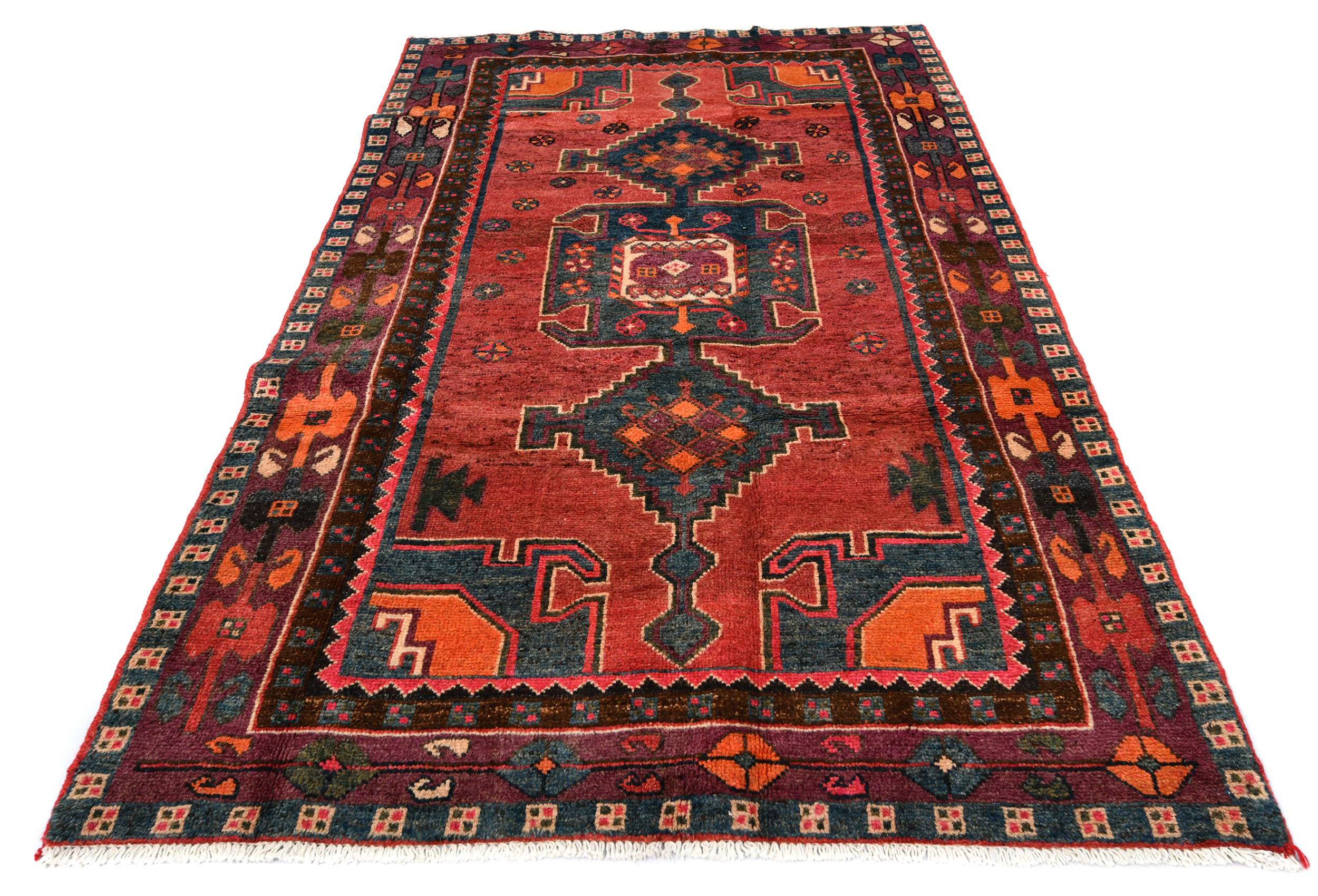 Muted Rose Red Vintage Tribal Oriental Rug Farmhouse Boho