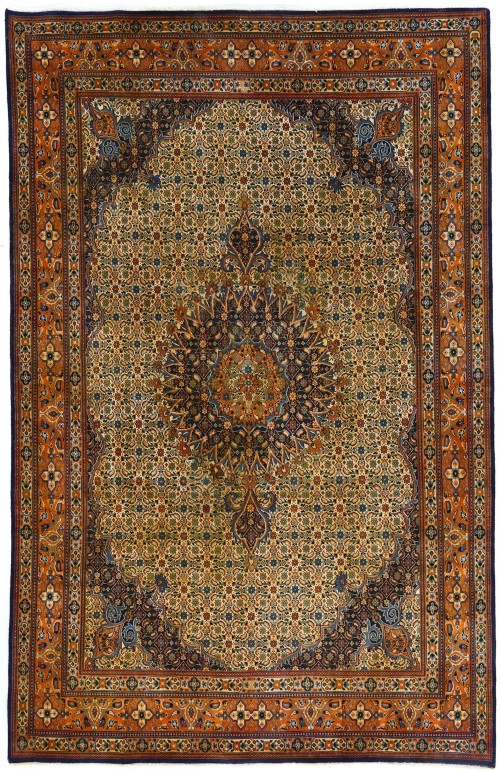 Cream Vintage Floral 6'5X10 Mood Persian Oriental Rug