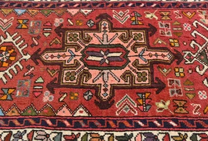 Vintage Red Geometric 2'6X9'8 Karajeh Persian Runner Rug