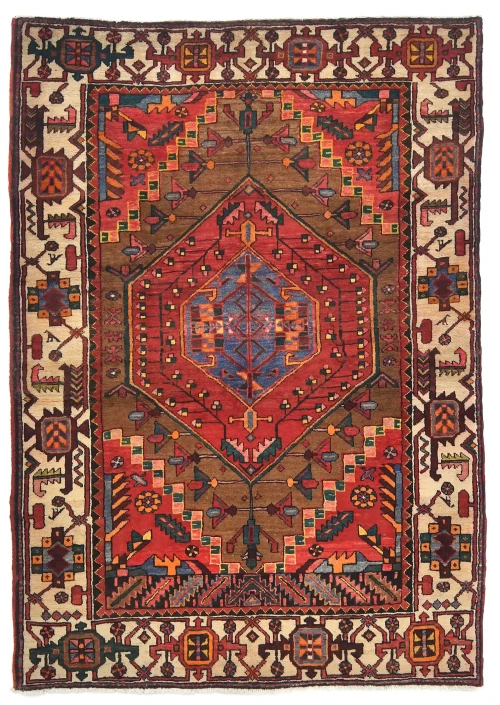 Vintage Red Tribal 4'6X6'6 Bakhtiari Persian Rug