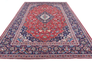 Vintage Red Traditional Floral 6'6X9'7 Kashan Persian Rug