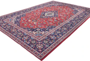 Vintage Red Traditional Floral 6'6X9'7 Kashan Persian Rug
