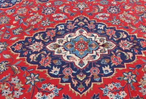 Vintage Red Traditional Floral 6'6X9'7 Kashan Persian Rug