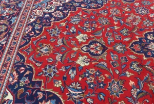 Vintage Red Traditional Floral 6'6X9'7 Kashan Persian Rug