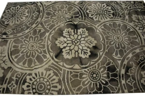 Brownish Gray Floral 5X8 Hand-Tufted Modern Rug