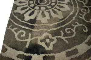Brownish Gray Floral 5X8 Hand-Tufted Modern Rug