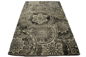 Brownish Gray Floral 5X8 Hand-Tufted Modern Rug