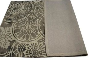 Brownish Gray Floral 5X8 Hand-Tufted Modern Rug