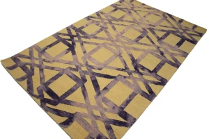 Buff & Purple Geometric 5X8 Hand-Tufted Modern Rug