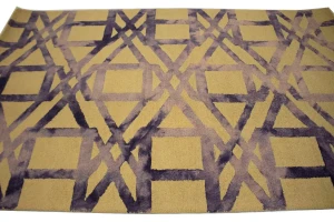 Buff & Purple Geometric 5X8 Hand-Tufted Modern Rug