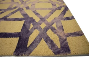 Buff & Purple Geometric 5X8 Hand-Tufted Modern Rug