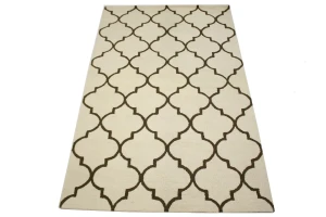 Cream & Brown Floral Trellis Design 5X8 Hand-Tufted Modern Rug