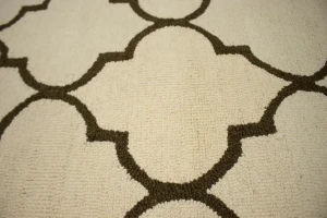 Cream & Brown Floral Trellis Design 5X8 Hand-Tufted Modern Rug