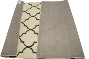 Cream & Brown Floral Trellis Design 5X8 Hand-Tufted Modern Rug